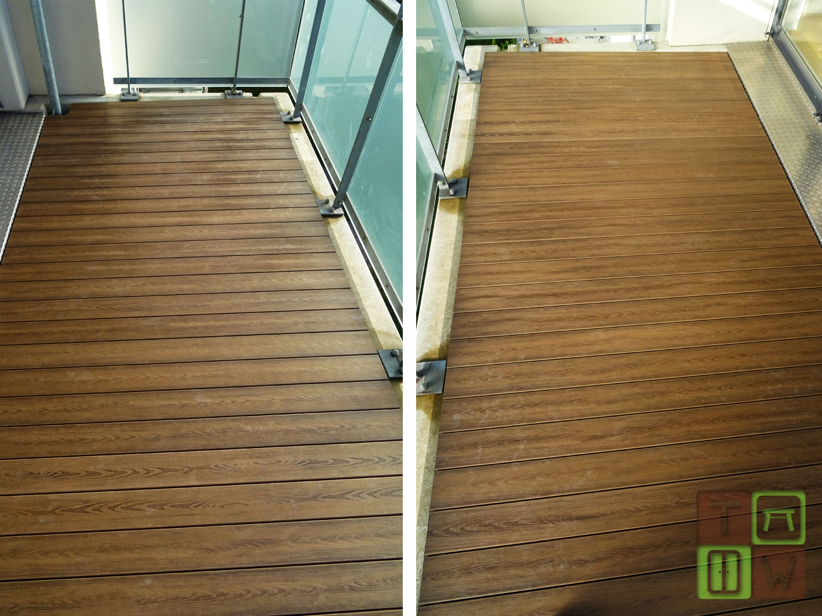 Balkon mit WPC Holzstruktur sägerau